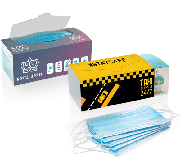 3 Ply Disposable Face Mask with full colour print box