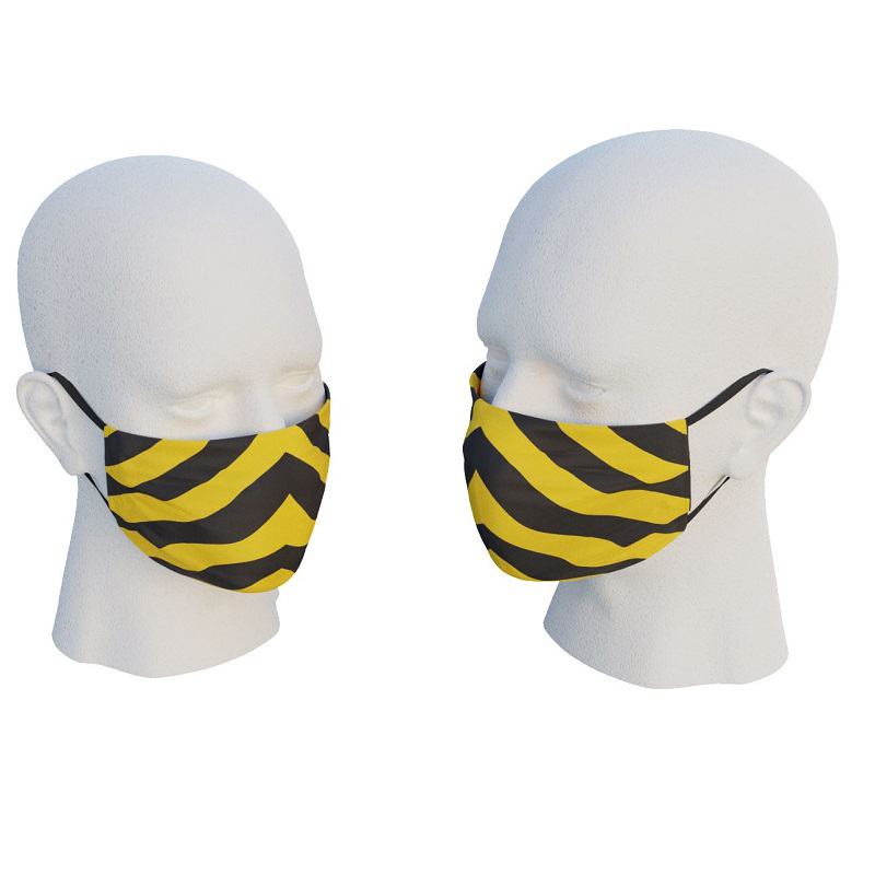uk made face mask yellow and black design