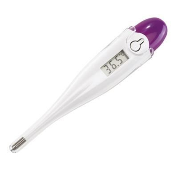 white thermometer with purple tip