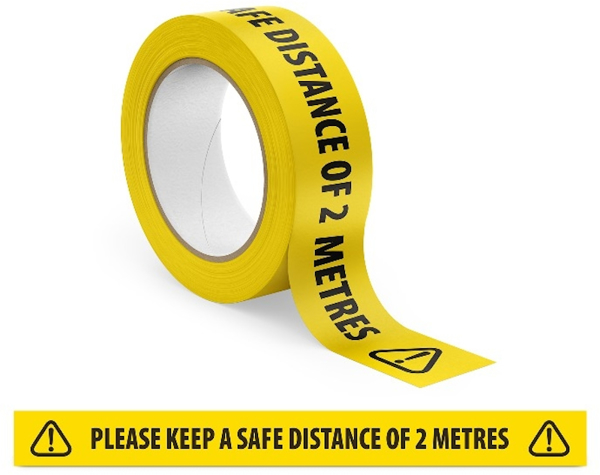 Floor Marker Tape in yellow with black print