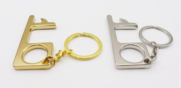hygiene hook with bottle opener in silver or gold plated finish