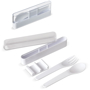 Reusable Cutlery in white showing contents and clear case it comes in