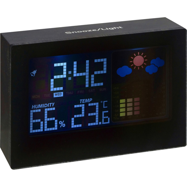 Digital Weather Station in black showing information