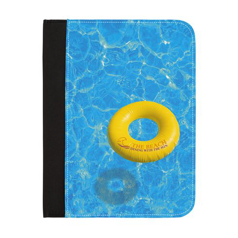 Full Colour A5 Conference Folder with full colour print picture of swimming pool and yellow rubber ring