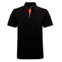Men's Contrast Polo in black with orange trim