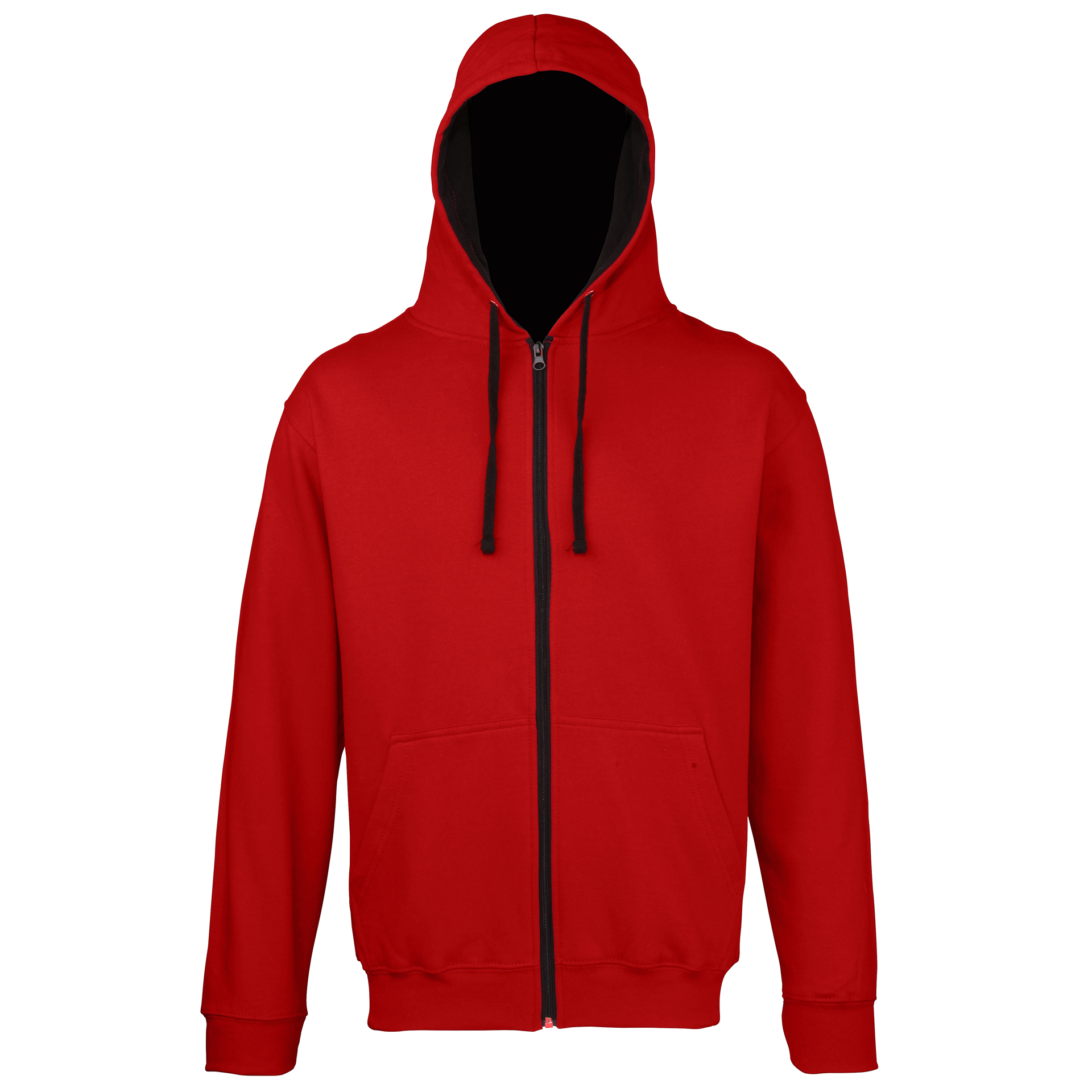 Men's Varsity Hoodie in red with black details and lining