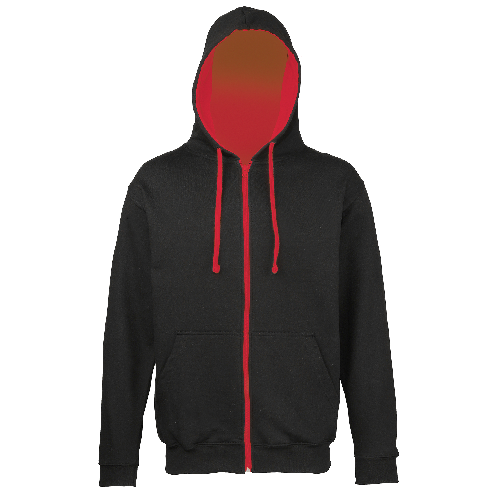 Men's Varsity Hoodie in black with red details and lining