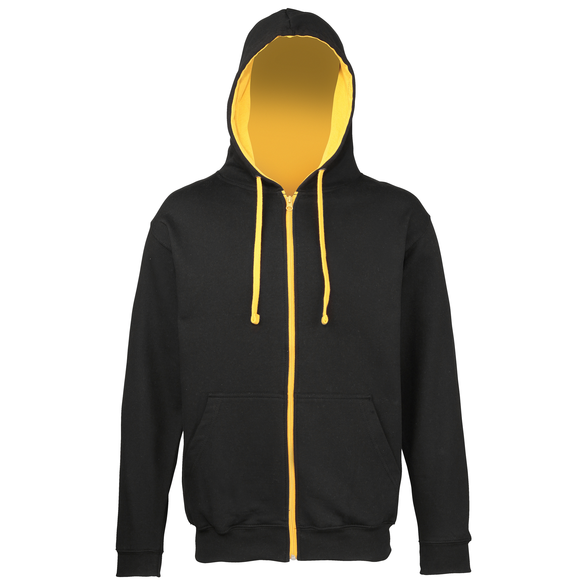 Men's Varsity Hoodie in black with gold details and lining