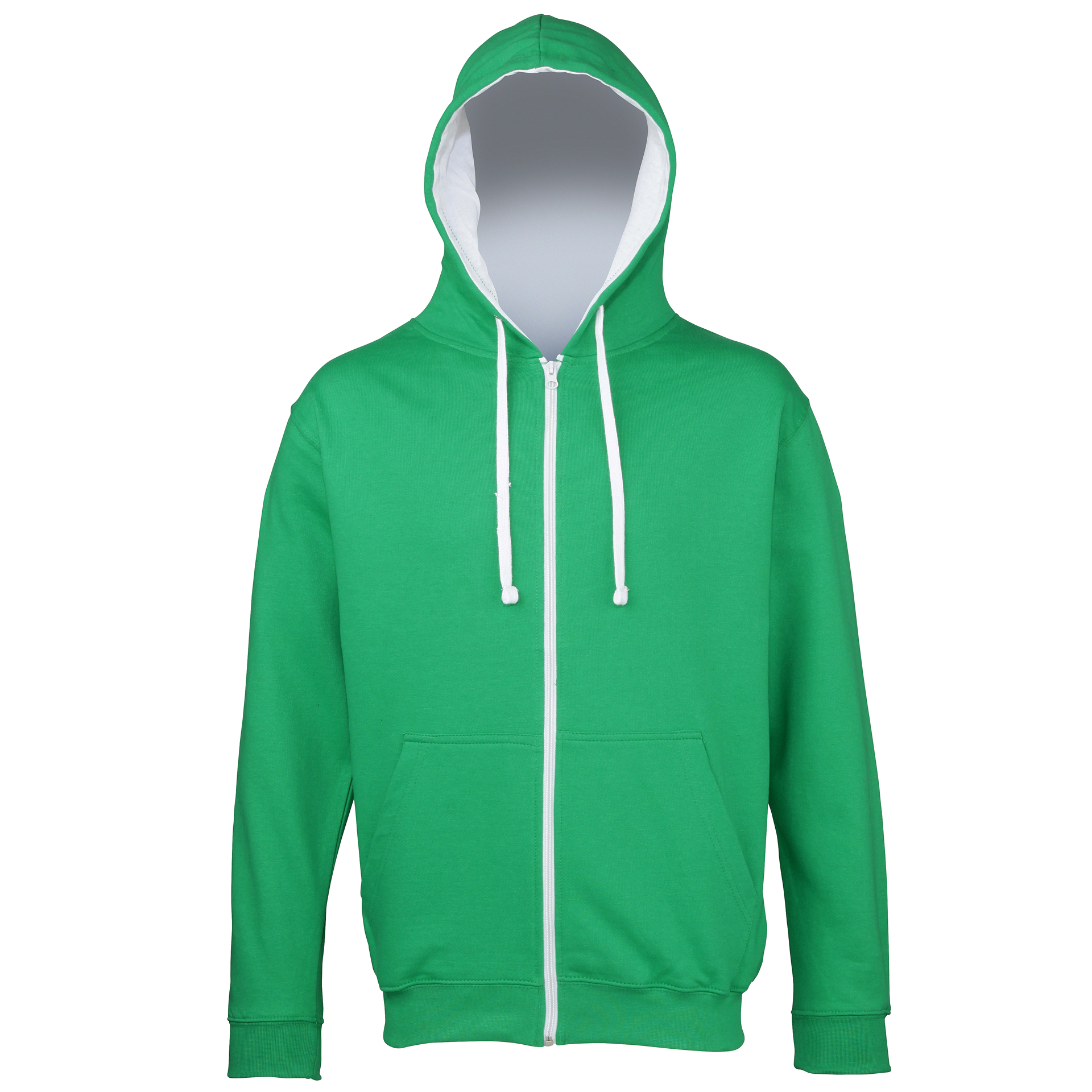 Men's Varsity Hoodie in green with white details and lining