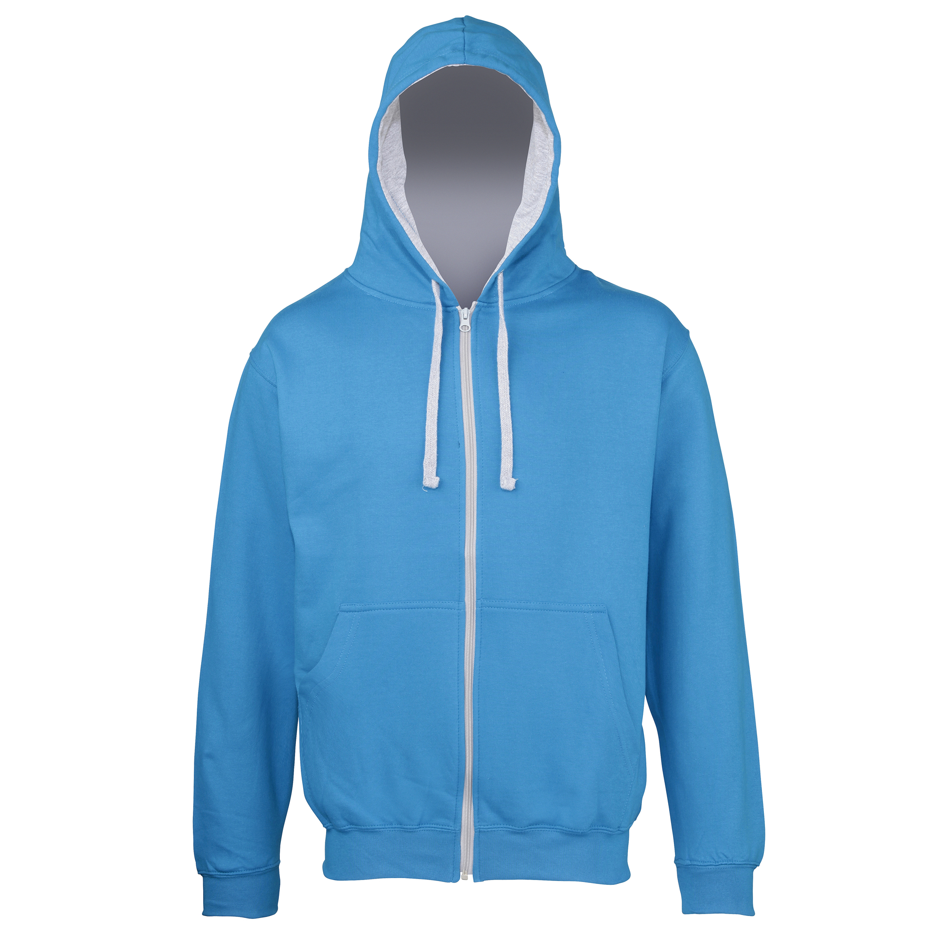 Men's Varsity Hoodie in light blue with grey details and lining