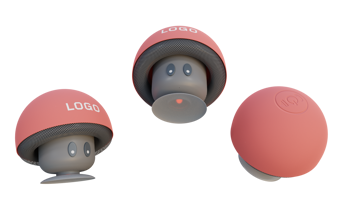 Mushroom Bluetooth Speaker Stand in red and grey showing different angles