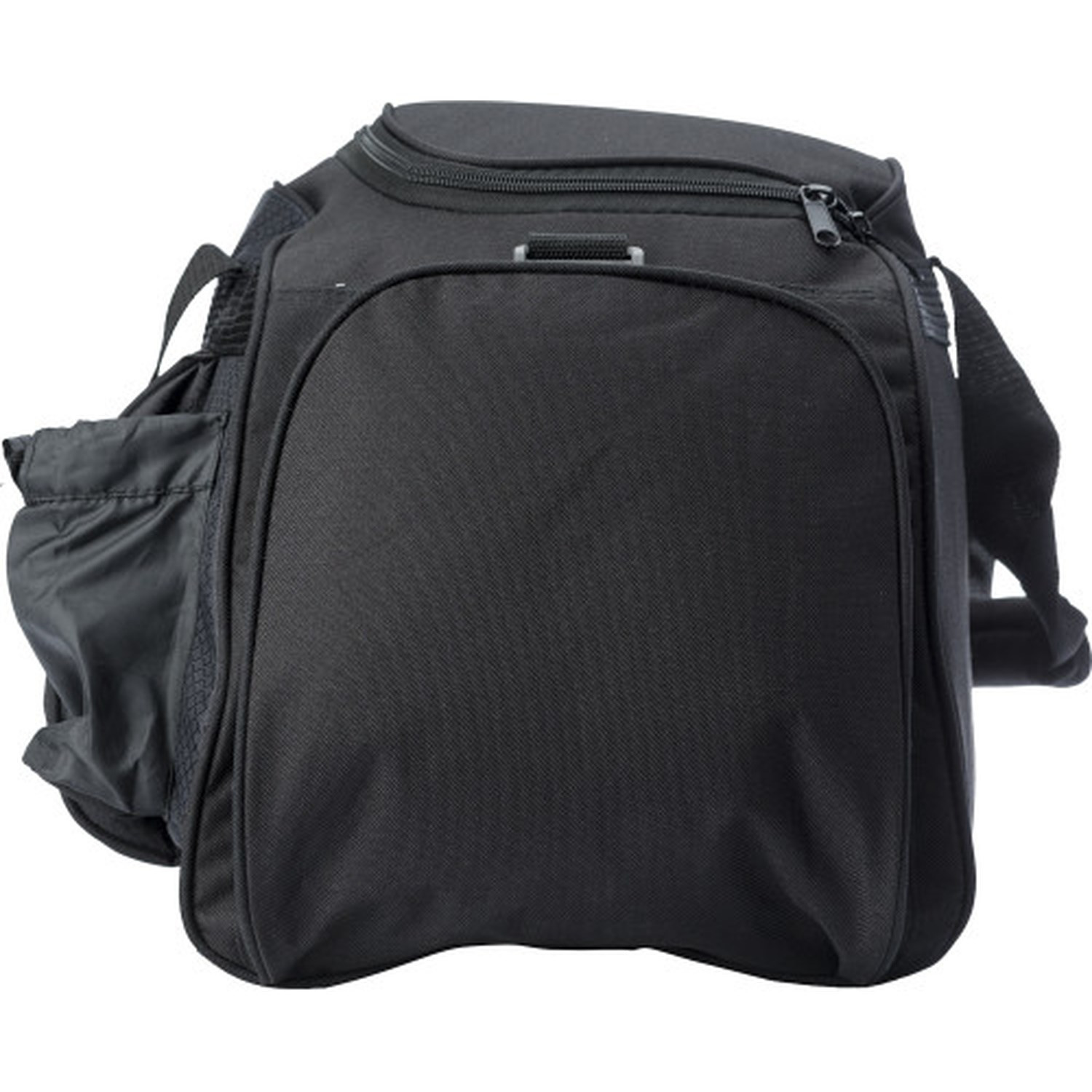 Sports Travel Bag in black showing side pocket