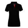 Women's Contrast Polo in black with red trim