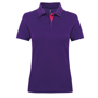 Women's Contrast Polo in purple with pink trim