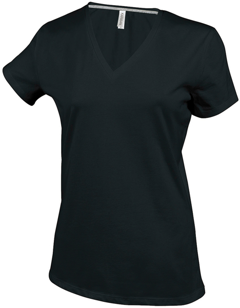 Women's Short Sleeve V-Neck T-shirt in black
