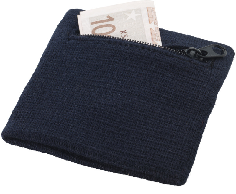 Zipped Sweatband in navy with zip open