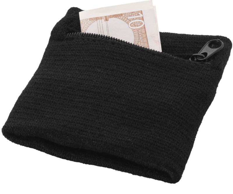 Zipped Sweatband in black with zip open