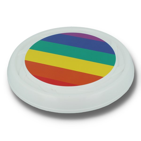 PRIDE Turbo Pro Flying Disc in white with full colour print rainbow sticker
