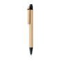 Push ball pen with recycled carton barrel with black details