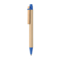 Push ball pen with recycled carton barrel with blue details
