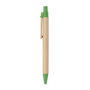 Push ball pen with recycled carton barrel with green details