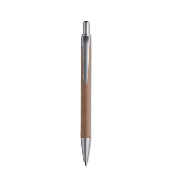 Push Ball Pen with Carton Barrel with silver details