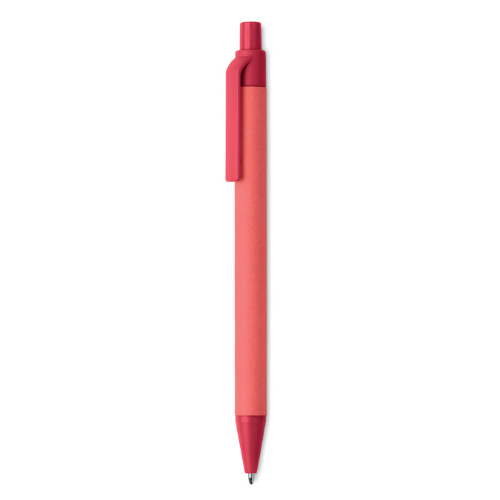 Push Ball Pen with Paper Barrel in red