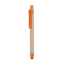 Recycled Barrel Push Ball Pen with Touch Tip with orange details