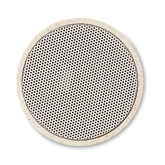 Wheat Straw Round Bluetooth Speaker in beige top view