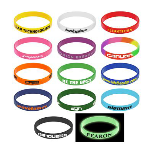 Silicone Wristbands showing different colours