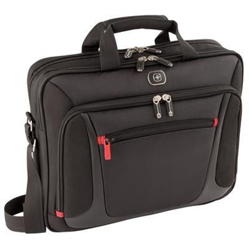 a black wenger branded laptop bag with carry handle
