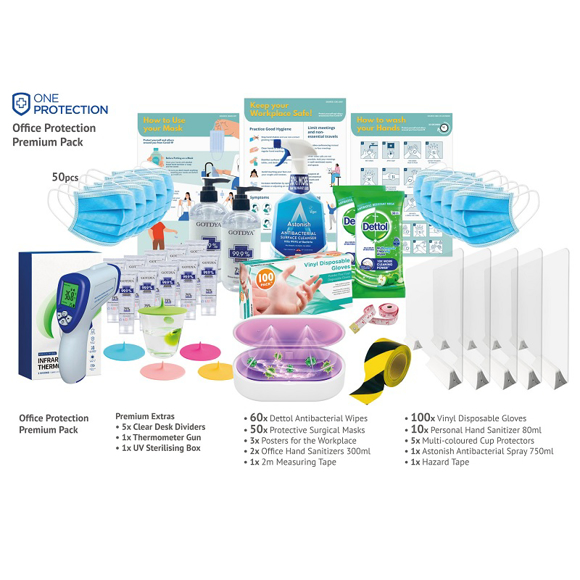a selection of ppe and sanitising products