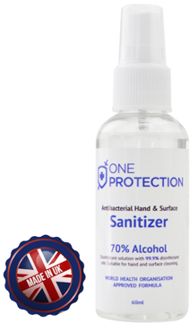 60ml hand sanitising spray with UK made logo