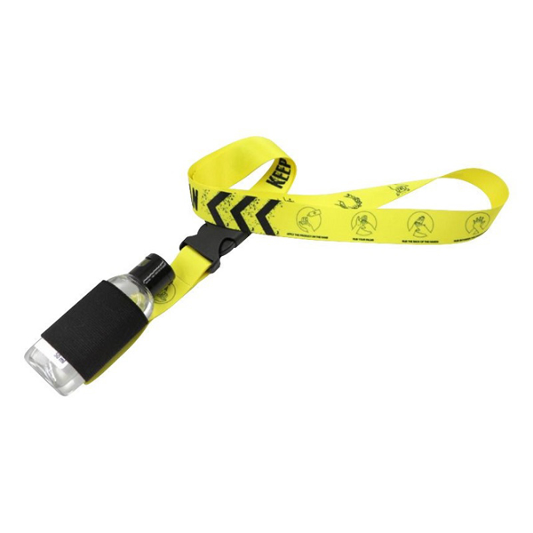 lanyard with a space to hold a small hand sanitiser