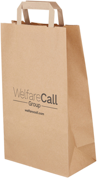 Medium recycled Paper Carrier Bag with tape handles in brown with 1 colour print logo