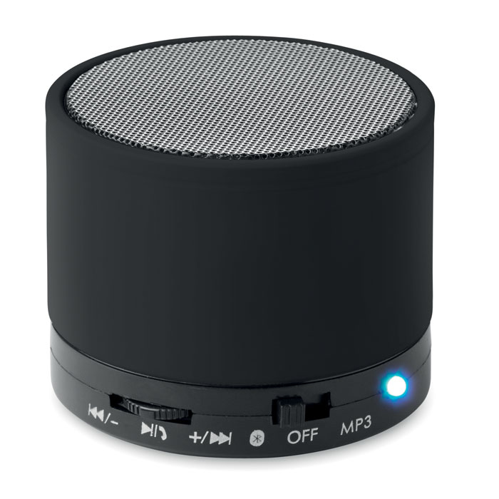 black round bass bluetooth speaker