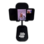 black adjustable phone stand front on with phone to the front