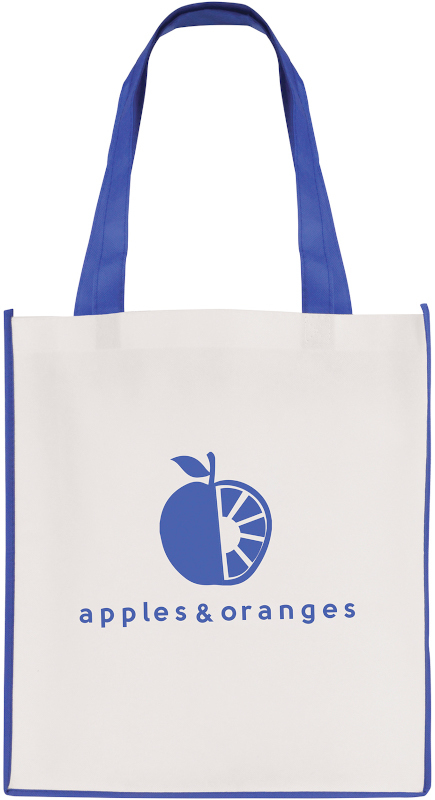 Printed shopper bag with coloured trims Blue