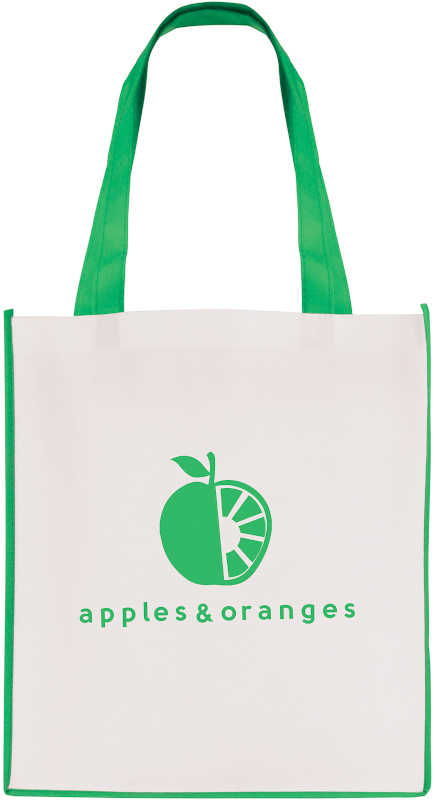 Printed shopper bag with coloured trims Green