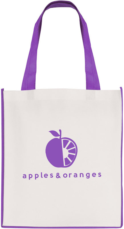 Printed shopper bag with coloured trims Purple