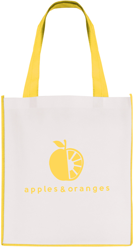 Printed shopper bag with coloured trims Yellow