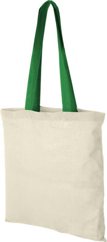 Cotton shopper bag with green handles