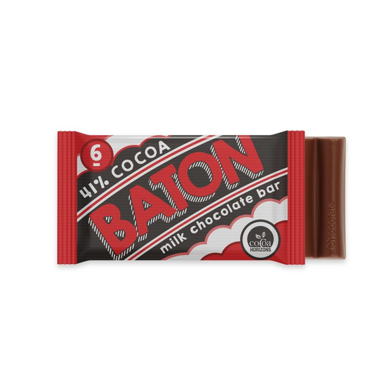 a 6 baton milk chocolate bare with a red full colour wrapper