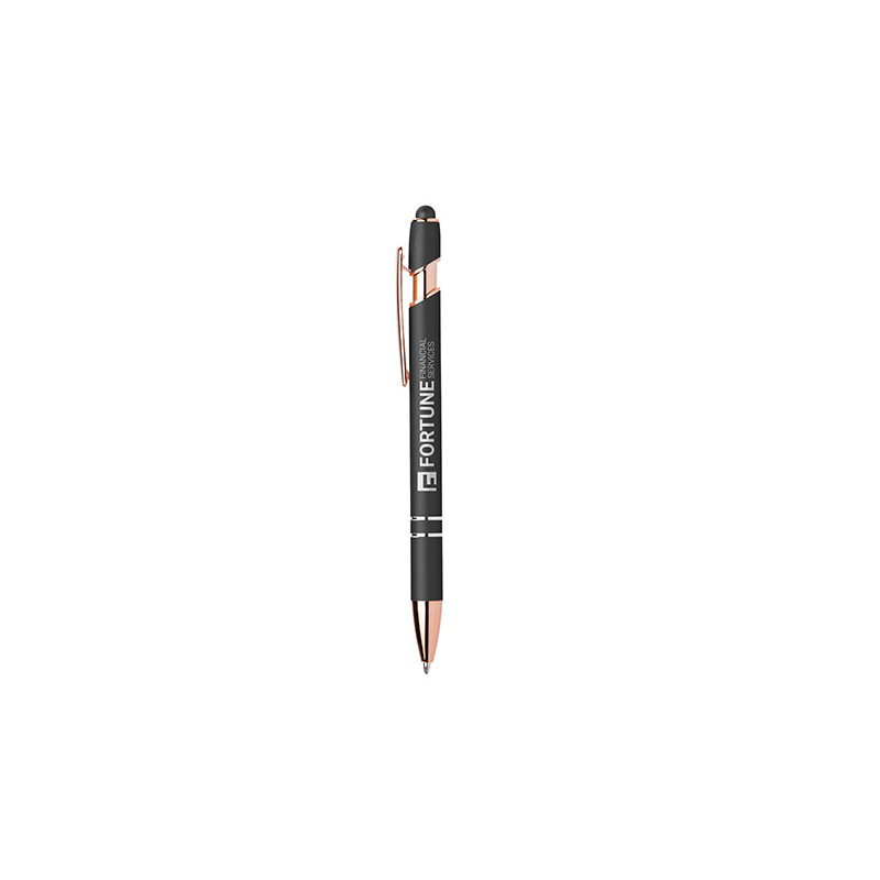 dark grey stylus pen with rose gold trims