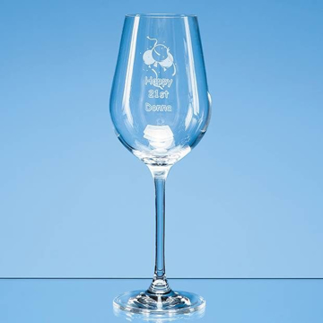 White Wine Glass With Engraved Design