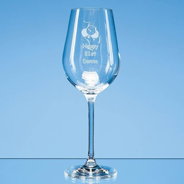 White Wine Glass With Engraved Design