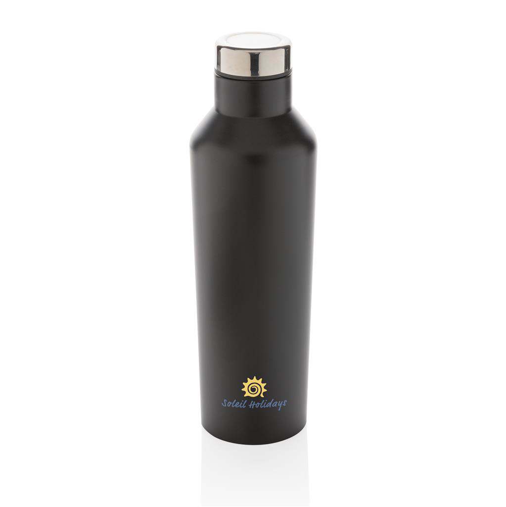 modern vacuum water bottle printed in black