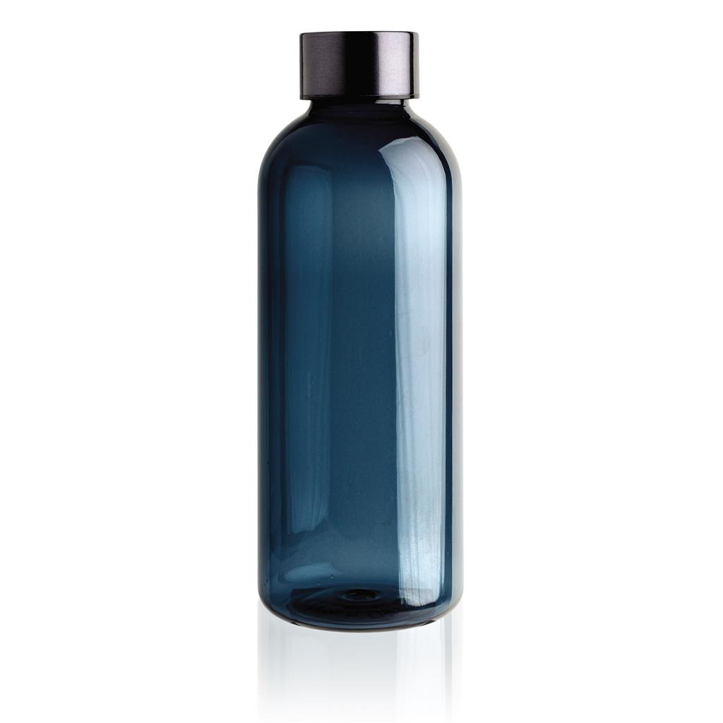 leakproof water bottle with metallic lid in blue