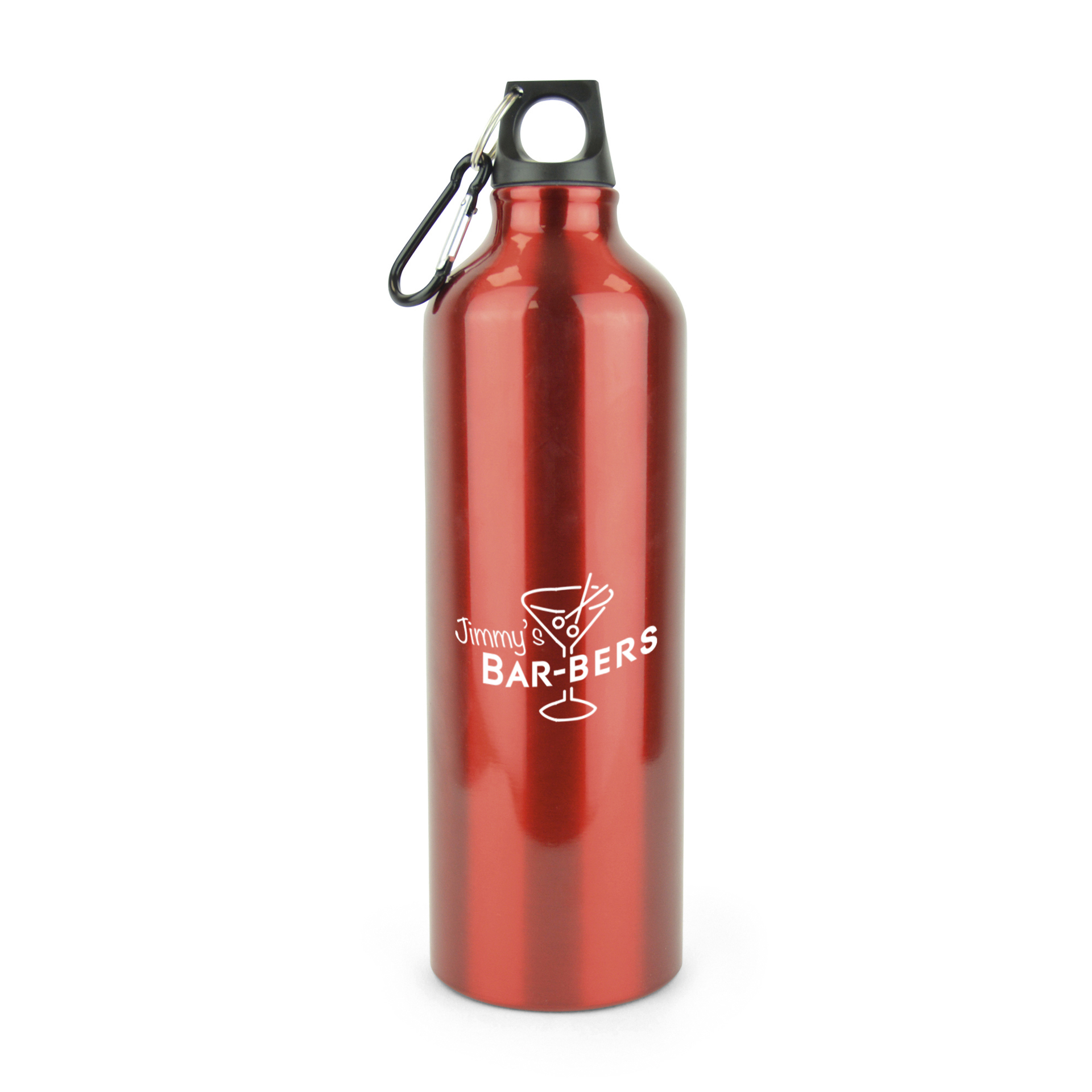 Herring - 750ml Aluminium Bottle in red with black lid and 1 colour print