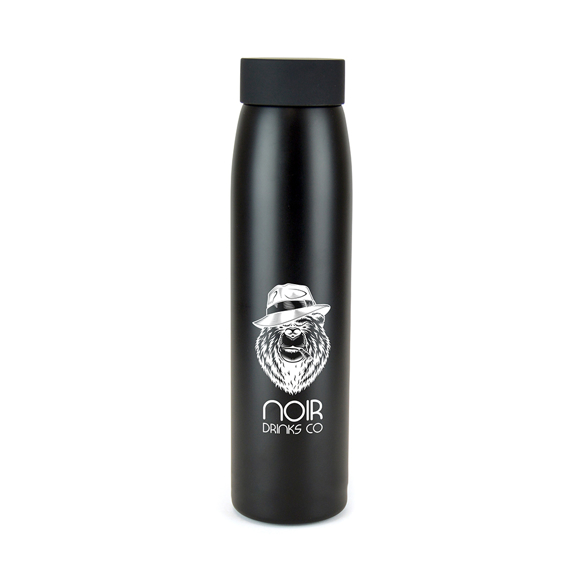 Miro Double walled stainless steel bottle in black with 1 colour print
